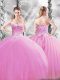 Spectacular Sweetheart Sleeveless Tulle Sweet 16 Dress Beading Lace Up