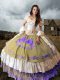 Multi-color Ball Gowns Embroidery and Ruffled Layers Quinceanera Dress Lace Up Taffeta Sleeveless