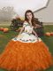 Straps Sleeveless Lace Up Girls Pageant Dresses Orange Organza