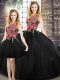 Classical Scoop Sleeveless Zipper Quinceanera Dresses Black Tulle