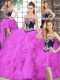 Sweetheart Sleeveless Lace Up Quinceanera Dresses Fuchsia Tulle