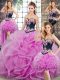 Amazing Lilac Sleeveless Sweep Train Lace Up Quinceanera Dresses for Military Ball and Sweet 16