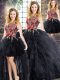 Hot Selling Floor Length Ball Gowns Sleeveless Black Quinceanera Gown Zipper