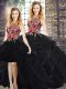 Lovely Floor Length Ball Gowns Sleeveless Black 15th Birthday Dress Zipper