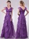 Low Price V Neck Eggplant Purple Mother of The Bride Dress with Beading and Ruffles