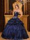 Navy Ball Gown Strapless Floor-length Appliques Dress for Quince