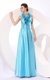 Empire Halter Baby Blue Floor-length Taffeta Hand Made Flowers Popular 2016 Evening Dress