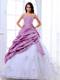 Lavender and White Quinceanera Dress with Appliques and Pick-ups