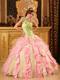 Multi-Color Ball Gown One Shoulder Beaded and Ruffled Quinceanera Dress