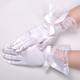 Chic Lycra Fingertips Wrist Length Bridal Gloves With Bow