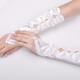 Unique Satin Fingerless Elbow Length Bridal Gloves With Butterfly-Shaped Flowers