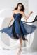 Pleat Blue and Black Sweetheart Tea-length 2013 Homecoming Dresses