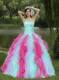 Colorful Sweetheart Quincenaera Dress For Graduation With Beading