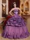 Unique Purple Lace-up Taffeta Quince Dresses with Embroidery