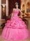 Sweetheart Ruched Taffeta Quince Dresses with Appliques