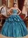 Teal Ball Gown Sweetheart Pick-ups Appliques Quinceanera Dress