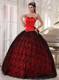 Red and Black Ball Gown Quinceanera Dresses with Big Bowknot Back