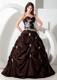 Brown Sweetheart Pick-ups Sweet 15 Dresses with White Appliques