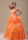 Hand Made Flowers Quinceanera Dresses in Orange with White Appliques