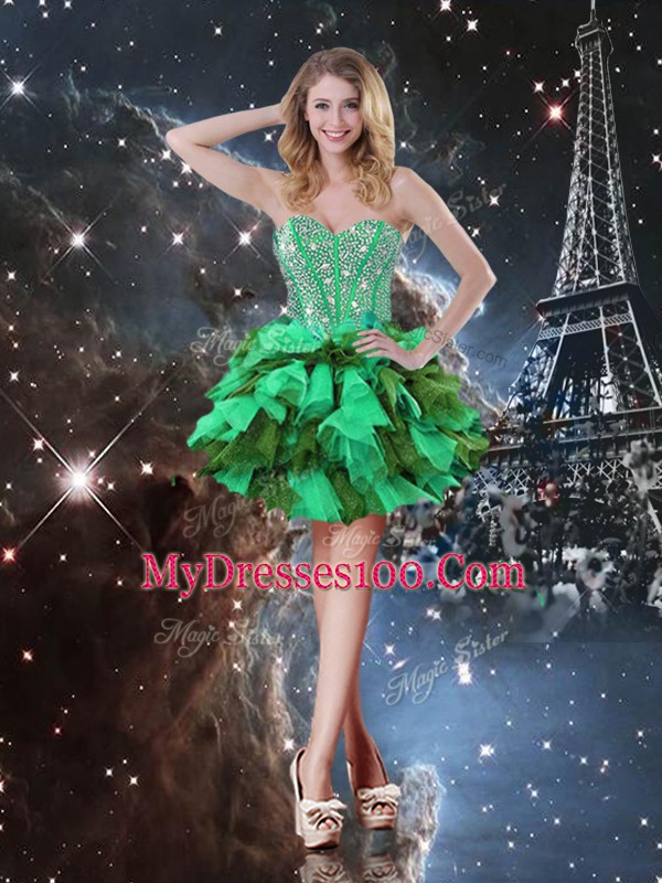 Sweetheart Sleeveless 15 Quinceanera Dress Floor Length Ruffles and Ruffled Layers Multi-color Organza