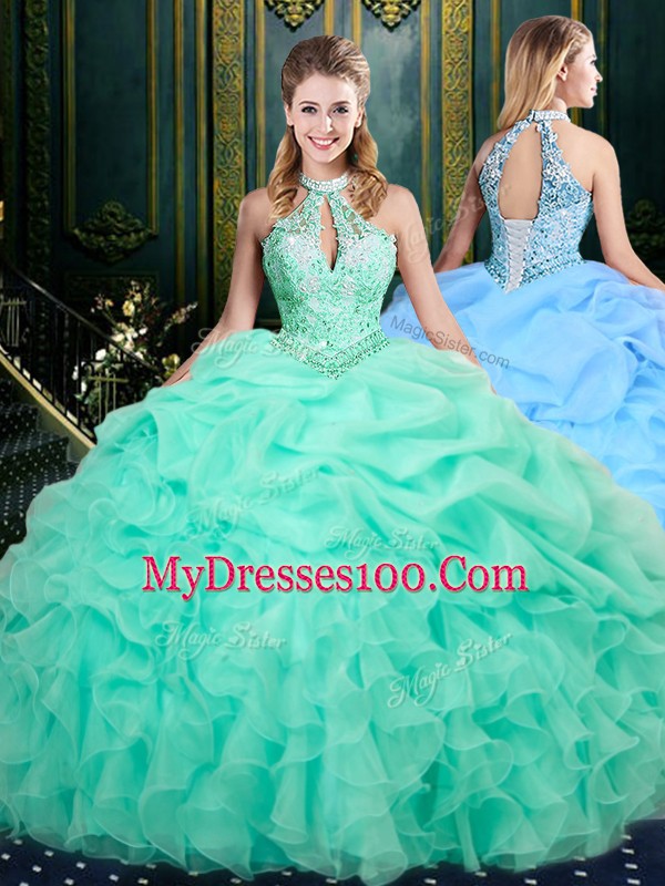 Sleeveless Beading and Ruffles and Pick Ups Lace Up Sweet 16 Quinceanera Dress