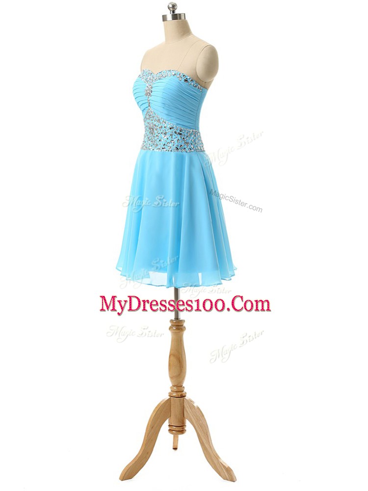 Sophisticated Mini Length Empire Sleeveless Baby Blue Lace Up