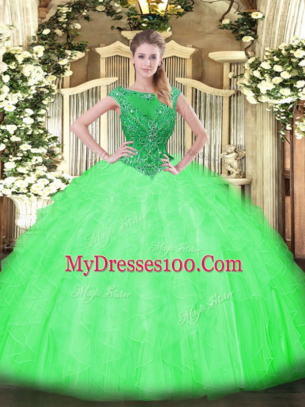 Great Sleeveless Tulle Zipper Quinceanera Gown for Sweet 16 and Quinceanera