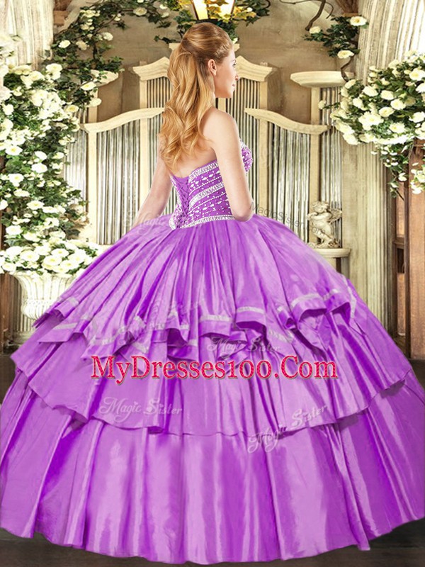 Sleeveless Floor Length Beading and Ruffled Layers Lace Up Quinceanera Gown with Apple Green