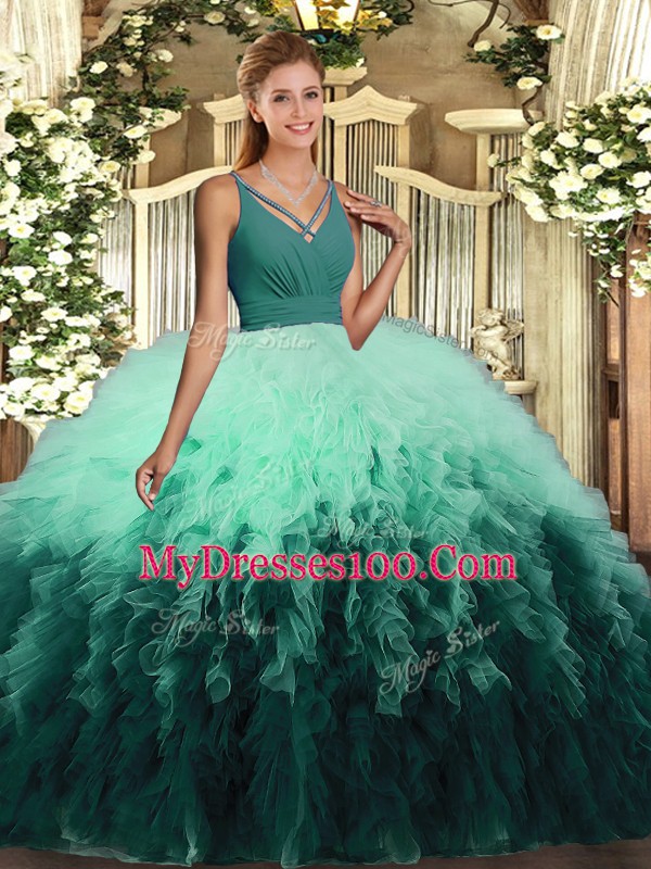 Dramatic Sleeveless Ruffles Backless Quinceanera Dresses