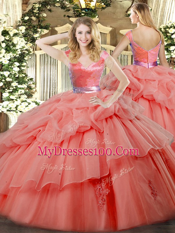 Pretty Sleeveless Zipper Floor Length Ruffled Layers Sweet 16 Dresses