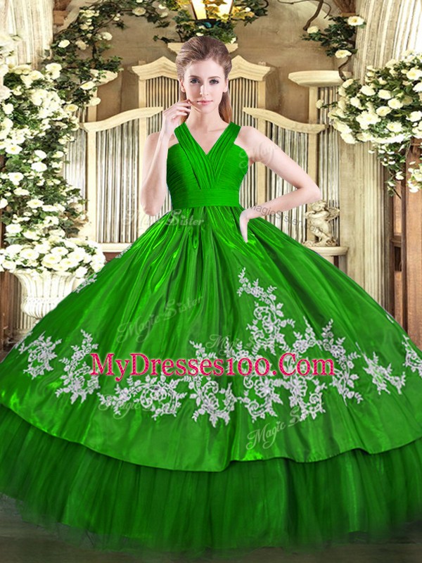 Adorable Floor Length Ball Gowns Sleeveless Green Sweet 16 Quinceanera Dress Zipper