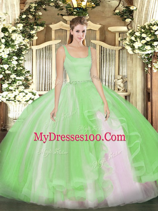 Adorable Zipper Quinceanera Gowns Beading Sleeveless Floor Length