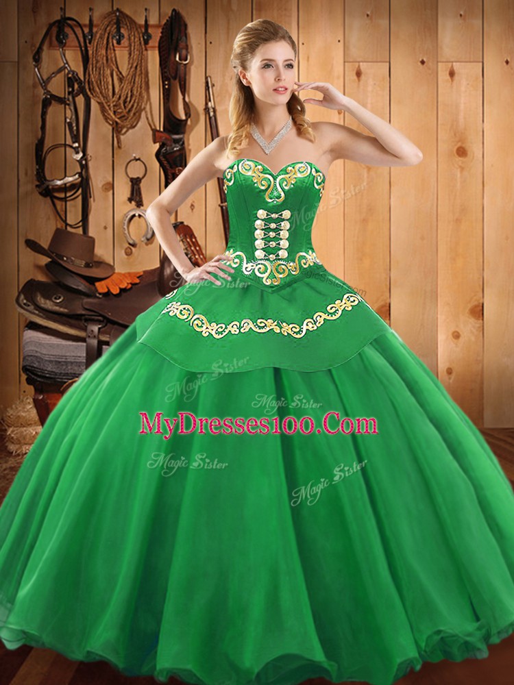 Captivating Sleeveless Lace Up Floor Length Embroidery 15th Birthday Dress