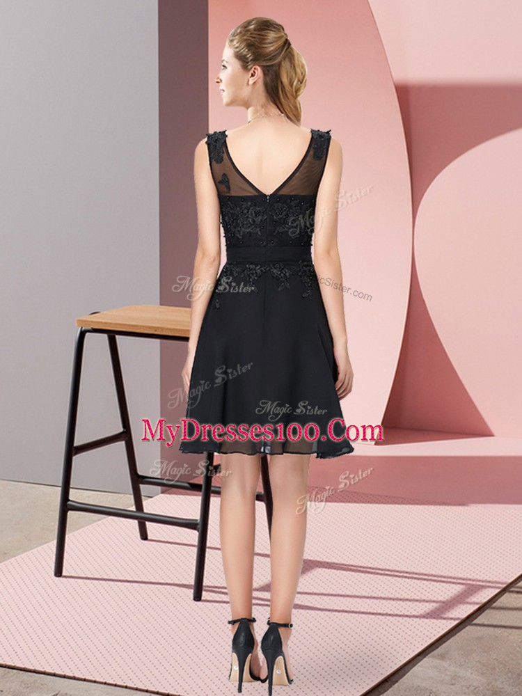 Inexpensive Zipper Court Dresses for Sweet 16 Appliques Sleeveless Knee Length