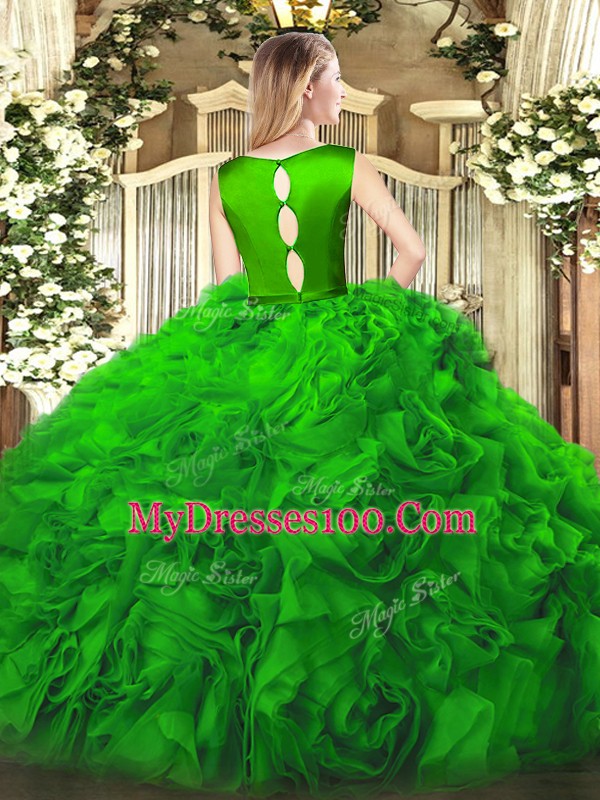 Custom Fit Floor Length Ball Gowns Sleeveless Green 15 Quinceanera Dress Clasp Handle