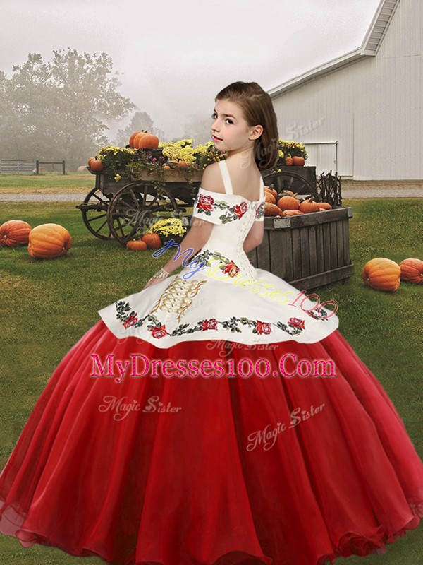 Customized Floor Length Ball Gowns Sleeveless Turquoise Child Pageant Dress Lace Up