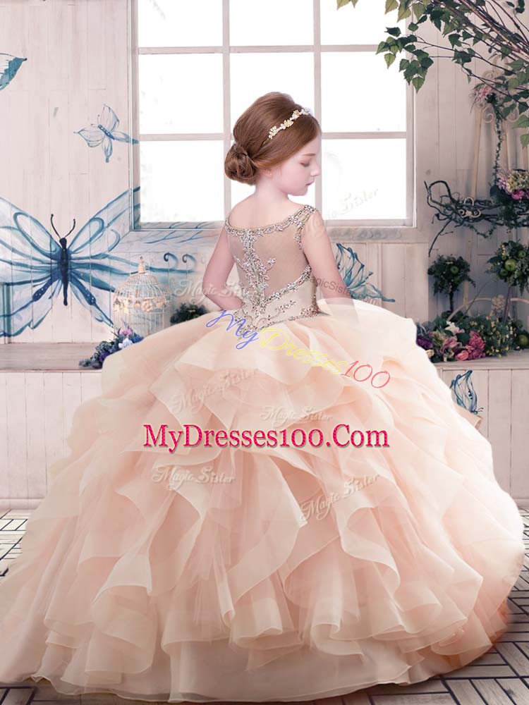 Hot Sale Floor Length Ball Gowns Sleeveless Teal Little Girls Pageant Gowns Zipper