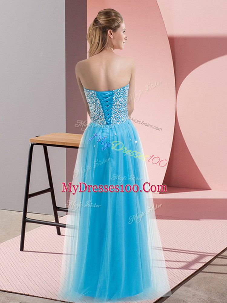 Tulle Sleeveless Floor Length and Beading