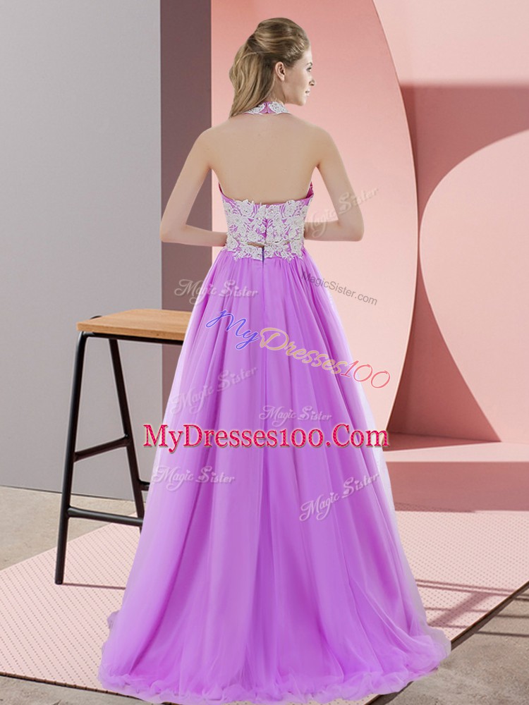 Halter Top Sleeveless Tulle Wedding Party Dress Lace Zipper