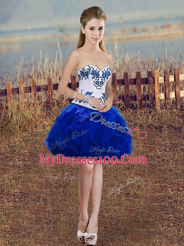 Fabulous Floor Length Ball Gowns Sleeveless Royal Blue Sweet 16 Dress Lace Up