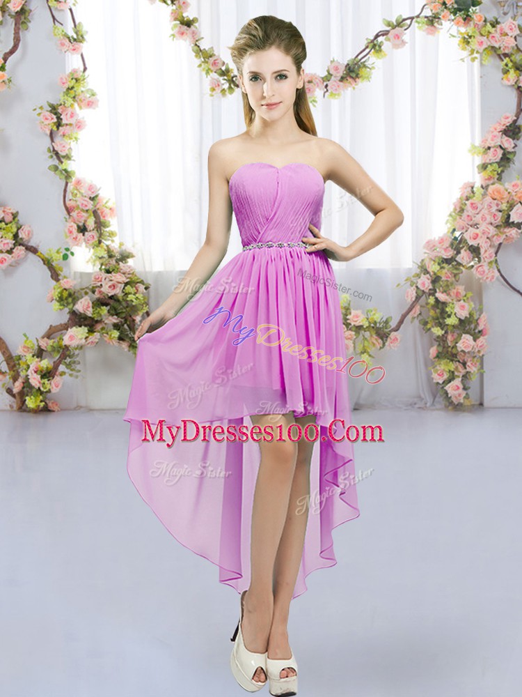 Lilac Sweetheart Neckline Beading Quinceanera Court Dresses Sleeveless Lace Up