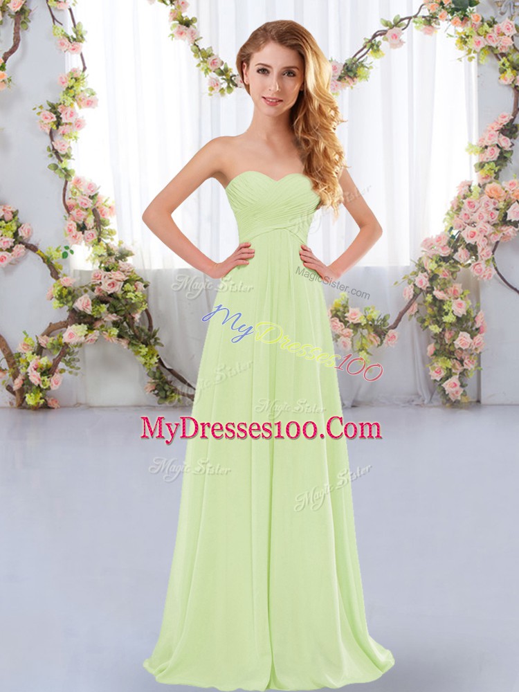 Clearance Yellow Green Wedding Guest Dresses Wedding Party with Ruching Sweetheart Sleeveless Lace Up