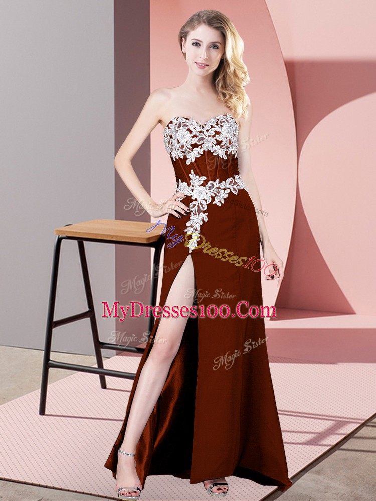 Best Selling Rust Red Zipper Prom Gown Lace and Appliques Sleeveless Floor Length