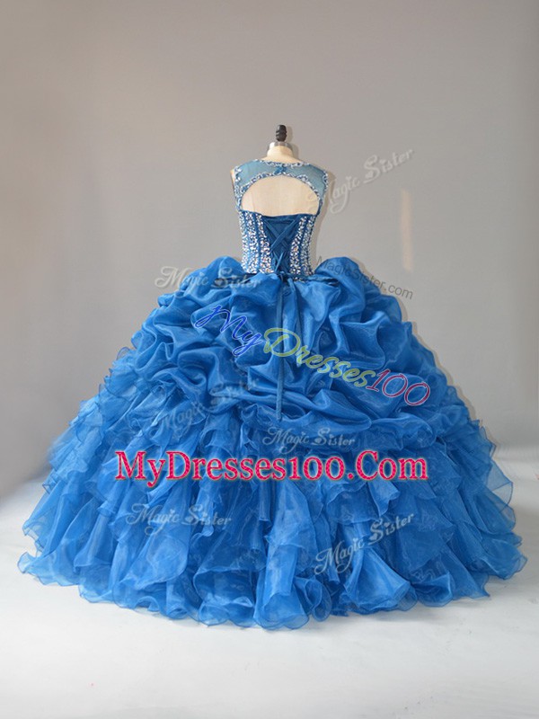 Fantastic Sleeveless Lace Up Floor Length Beading and Ruffles Quinceanera Gowns