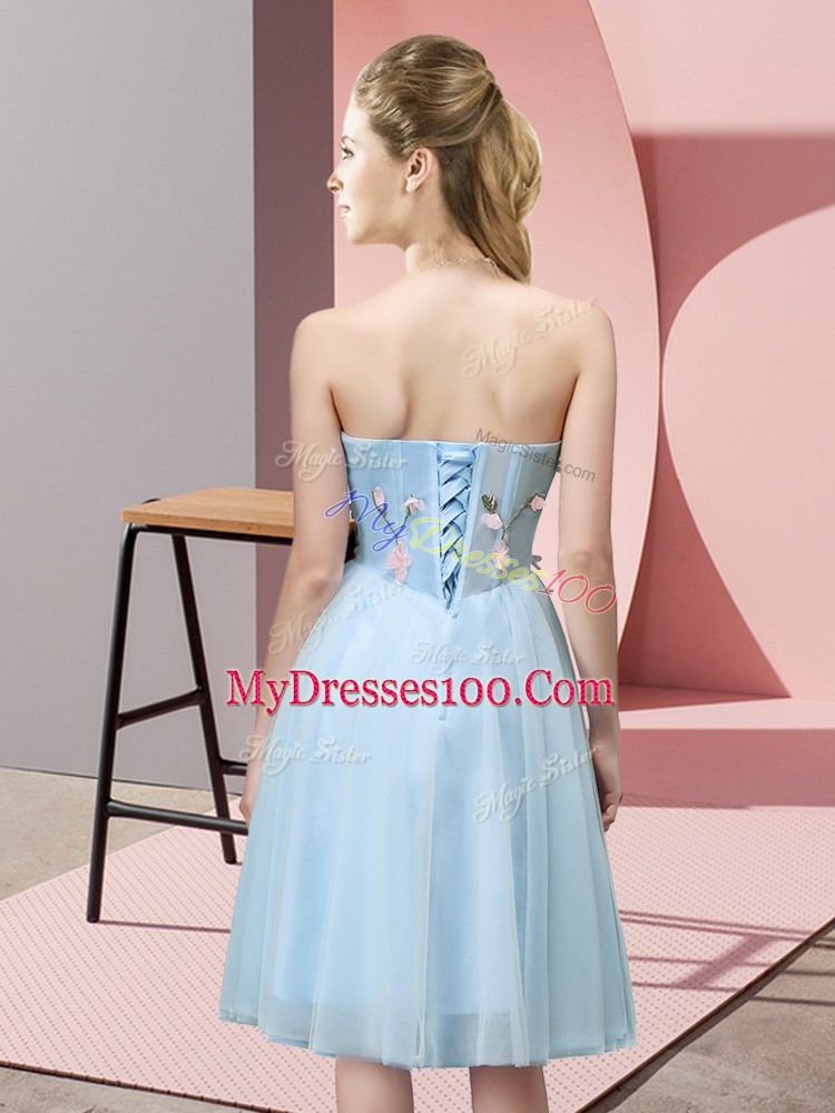 Adorable Knee Length Wedding Party Dress Sweetheart Sleeveless Lace Up