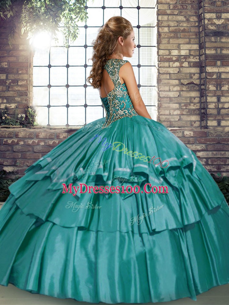 Fuchsia Sleeveless Floor Length Beading and Ruffled Layers Lace Up Quinceanera Dresses