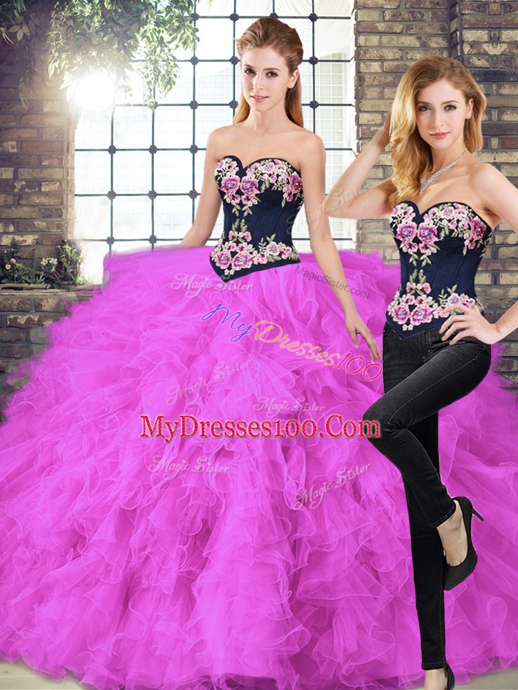 Sleeveless Beading and Embroidery Lace Up 15 Quinceanera Dress