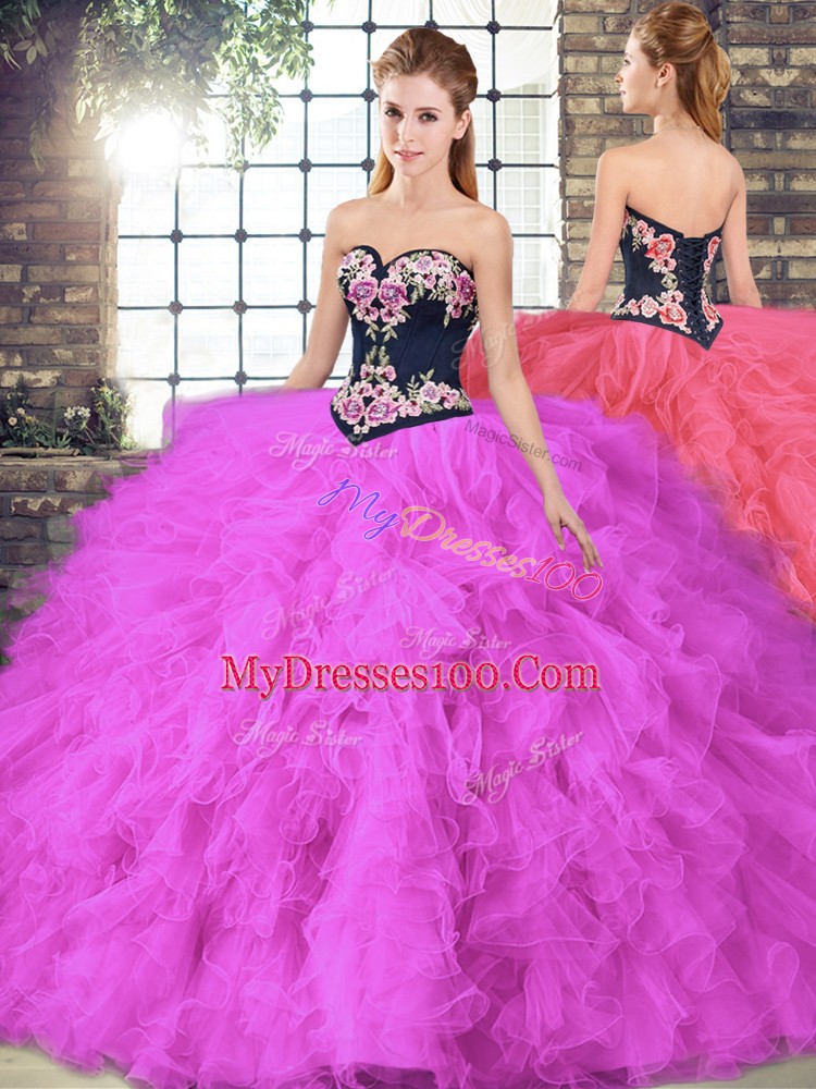 Sleeveless Beading and Embroidery Lace Up 15 Quinceanera Dress