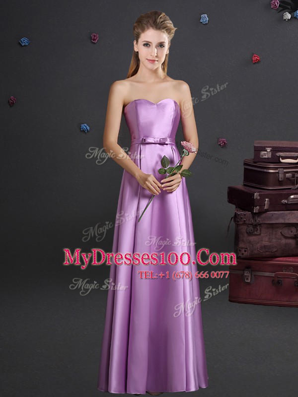 Super Empire Court Dresses for Sweet 16 Lilac Sweetheart Elastic Woven Satin Sleeveless Floor Length Zipper