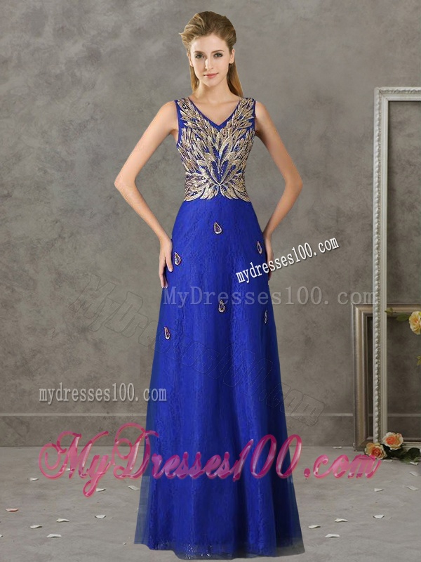 Fashionable V Neck Long Bridesmaid Dress with Appliques and Beading